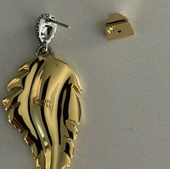 Alexis Bittar Gold Feather Drop Earrings - Picture 4 of 8